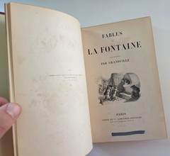 1843 Fables de La Fontaine 2 Volume Leather Set Grandville Illustrated French