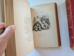 1843 Fables de La Fontaine 2 Volume Leather Set Grandville Illustrated French