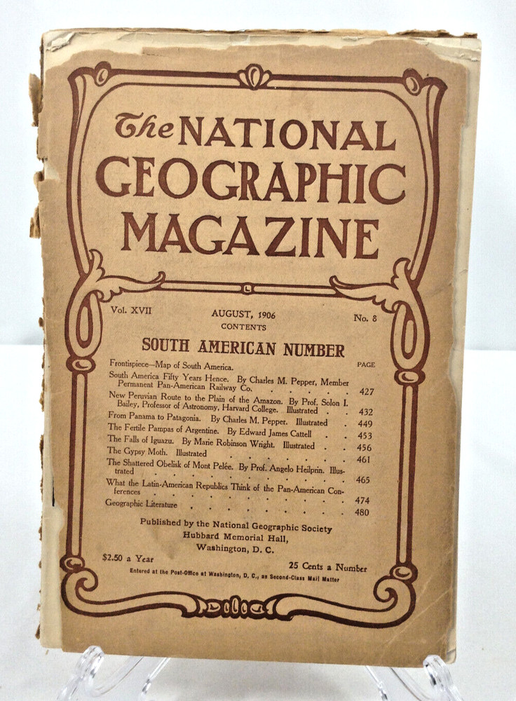 1906 August | National Geographic Magazine | Front & Rear Cover Detached | Map