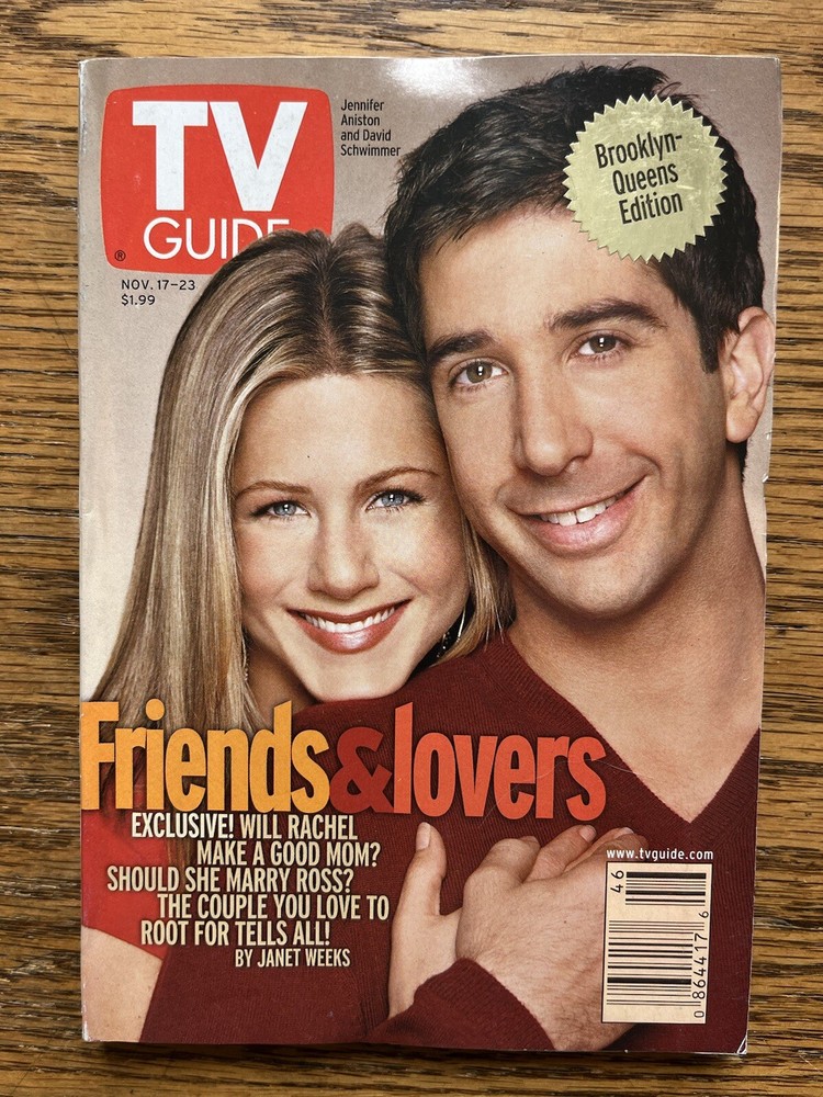 TV Guide Nov 17-23 2001 Friends & Lovers Jennifer Aniston David Schwimmer NY ED