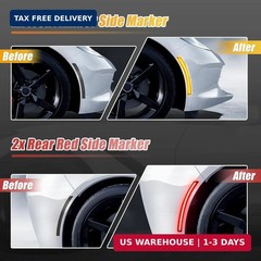 4Pcs Smoked Lens for Chevrolet Corvette C7 2014-2019 Red Amber LED Fr