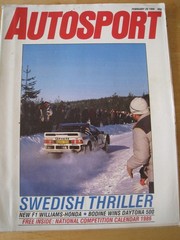 AUTOSPORT FEB 1986 WILLIAMS-HONDA BODINE DAYTONA 500 MG MONTEGO TURBO DICK BENNE
