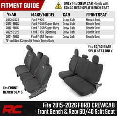 Neoprene Front & Rear Seat Covers for Ford F-150, Lightning, F-250 & F-350 (2015