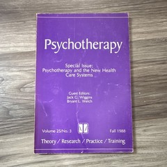 Psychotherapy Special Issue: New Health Care Systems Vol 25 No 3 Fall 1988 PB