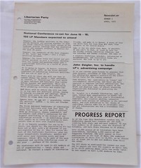 Libertarian Party Newsletter #5 1972 Most LP Members Objectivists, Isolationists