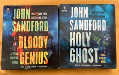 LOT OF 2 JOHN SANDFORD AUDIOBOOKS BLOODY GENIUS + HOLY GHOST**DISCS LN**FREE SHP