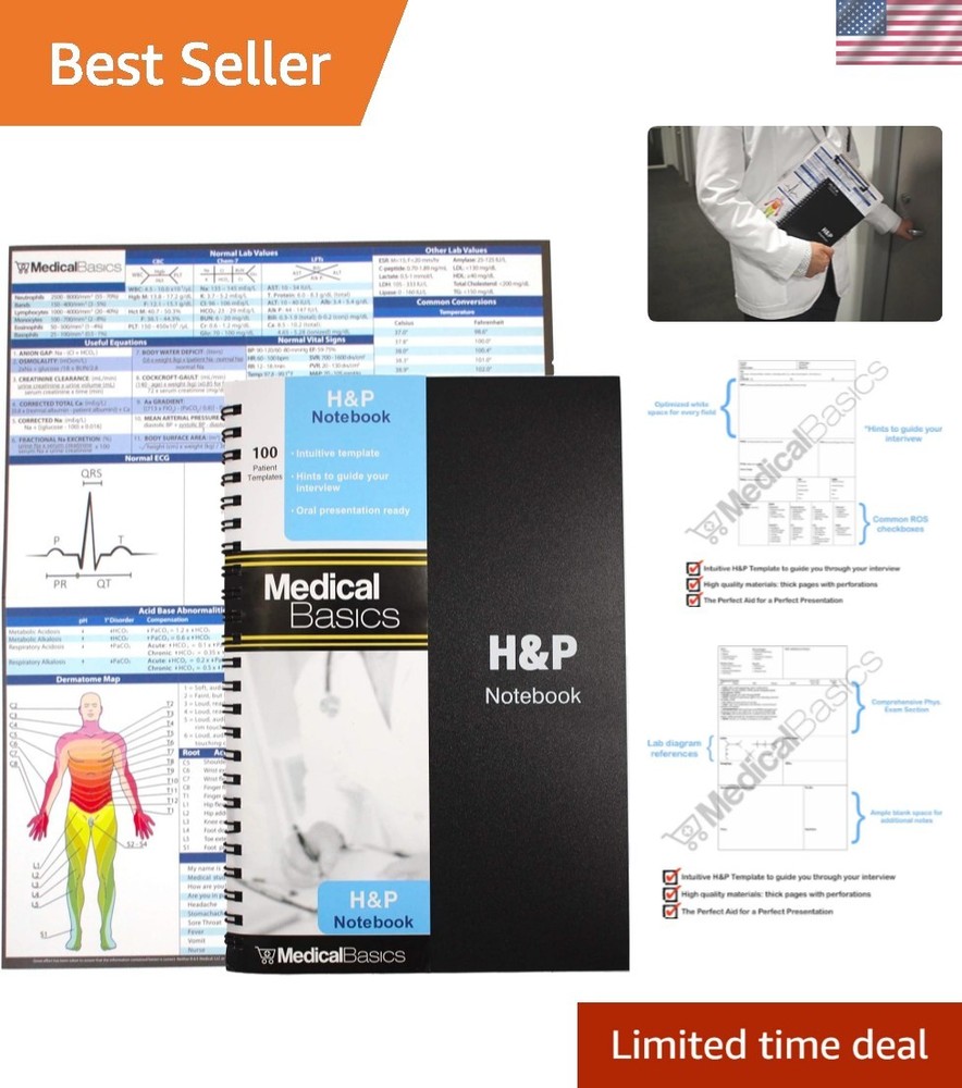 H&P notebook – Medical History and Physical notebook, 100 medical templates w…