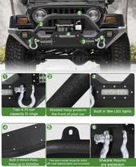 OffRoad Front and Rear Bumper Combo Fits for Jeep Wrangler TJ YJ 1987200 G2U
