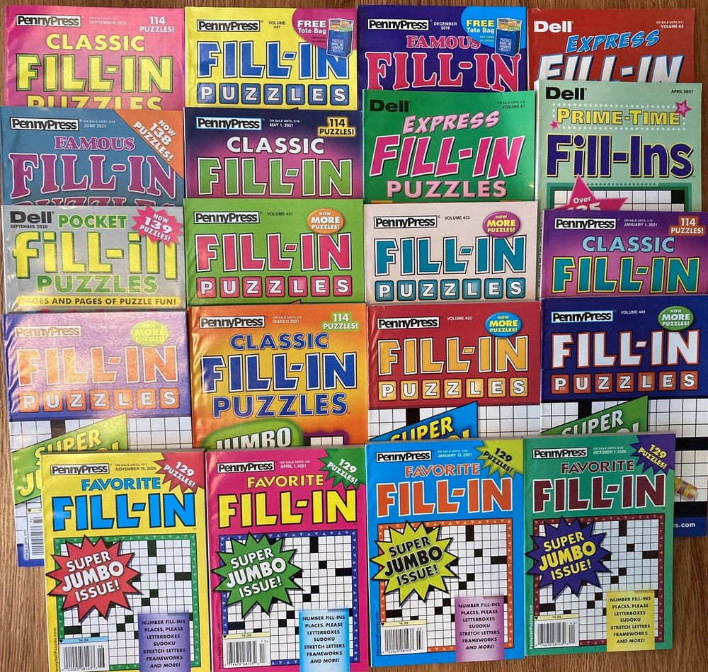 Lot of 6 Penny Press Fill-Ins Puzzle Books Famous Express Pocket Prime Unsorted