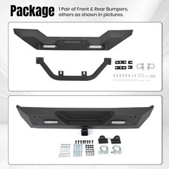 Front & Rear Bumper Compatible with 1986-2006 Jeep Wrangler TJ YJ W/2 40W LED Li