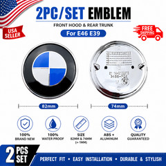 2PC/set Front Hood & Rear Trunk 82mm & 74mm Emblem For E46 E39